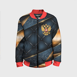 Бомбер детский Золотой герб России на объемном фоне, цвет: 3D-красный
