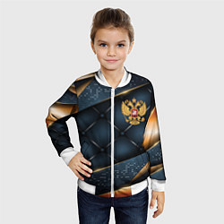 Бомбер детский Золотой герб России на объемном фоне, цвет: 3D-белый — фото 2