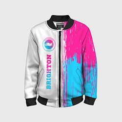 Бомбер детский Brighton neon gradient style: по-вертикали, цвет: 3D-черный