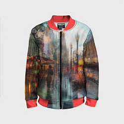 Бомбер детский В Питере дождь, цвет: 3D-красный
