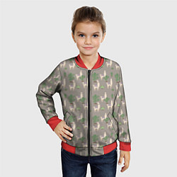 Бомбер детский Три забавных ламы среди кактусов, цвет: 3D-красный — фото 2