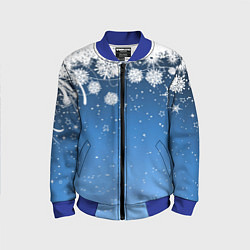 Бомбер детский Снежный узор на синем фоне, цвет: 3D-синий