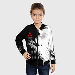 Бомбер детский Mitsubishi - черно-белая абстракция, цвет: 3D-черный — фото 2