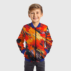 Бомбер детский Оранжевые кляксы, цвет: 3D-синий — фото 2