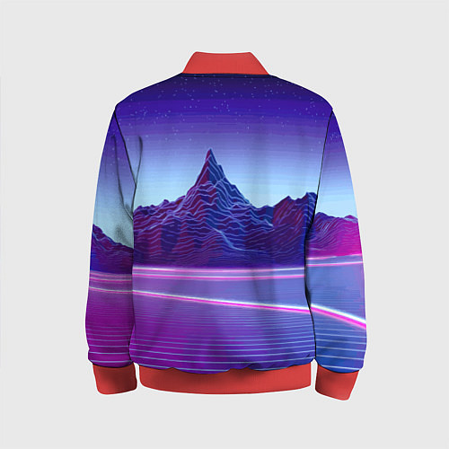 Детский бомбер Neon mountains - Vaporwave / 3D-Красный – фото 2