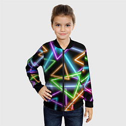 Бомбер детский Неоновые треугольники - текстура, цвет: 3D-черный — фото 2