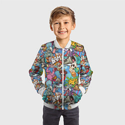 Бомбер детский Сумасшедший поп-арт, цвет: 3D-белый — фото 2