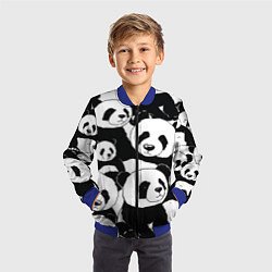 Бомбер детский С пандами паттерн, цвет: 3D-синий — фото 2
