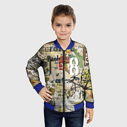 Бомбер детский Восьмёрка на фоне рваных афиш, цвет: 3D-синий — фото 2