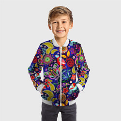 Бомбер детский Multicolored floral patterns, цвет: 3D-белый — фото 2