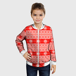 Бомбер детский New Year snowflake pattern, цвет: 3D-белый — фото 2