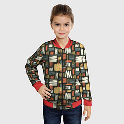 Бомбер детский Узор штрихованный, цвет: 3D-красный — фото 2