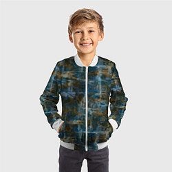 Бомбер детский Синий и коричневый абстрактный гранжевый, цвет: 3D-белый — фото 2
