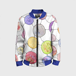 Бомбер детский Акварельные круги, узор, цвет: 3D-синий