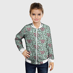 Бомбер детский Цветы сакуры и веточки - паттерн, цвет: 3D-белый — фото 2