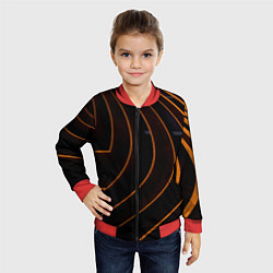 Бомбер детский Чёрные полосы и неоновые оранжевые линии, цвет: 3D-красный — фото 2