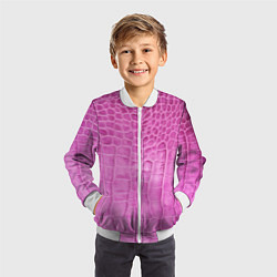 Бомбер детский Кожа - текстура - pink, цвет: 3D-белый — фото 2
