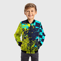 Бомбер детский Гоночный флаг и зеленая краска, цвет: 3D-черный — фото 2