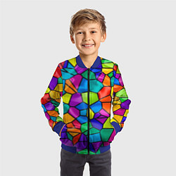 Бомбер детский Разноцветная мозаика, цвет: 3D-синий — фото 2