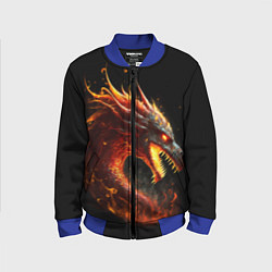 Бомбер детский Яростный огненный дракон, цвет: 3D-синий