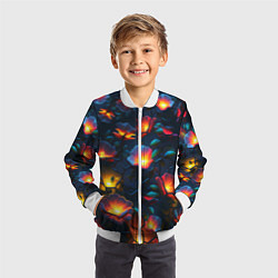 Бомбер детский Светящиеся цветы, цвет: 3D-белый — фото 2