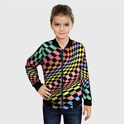 Бомбер детский Colorful avant-garde chess pattern - fashion, цвет: 3D-черный — фото 2