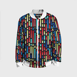 Бомбер детский Неоновые полосы - авангардный паттерн, цвет: 3D-белый