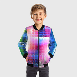 Бомбер детский Абстрактные линии сайфай, цвет: 3D-черный — фото 2
