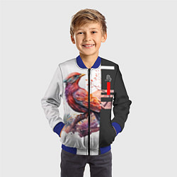 Бомбер детский Птичка на ветке, цвет: 3D-синий — фото 2