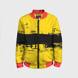 Бомбер детский Черно-желтая полоса Cyberpunk 2077, цвет: 3D-красный
