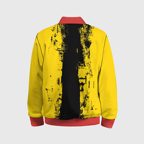 Детский бомбер Вертикальная черно-желтая полоса Cyberpunk 2077 / 3D-Красный – фото 2