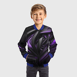 Бомбер детский Черно-фиолетовые объекты, цвет: 3D-синий — фото 2