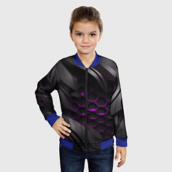 Бомбер детский Черные объекты с фиолетовой сеткой, цвет: 3D-синий — фото 2