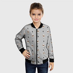 Бомбер детский Зайка и луна - паттерн серый, цвет: 3D-черный — фото 2
