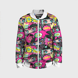 Детский бомбер Глаза аниме-девушки: cool pattern