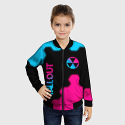 Бомбер детский Fallout - neon gradient: надпись, символ, цвет: 3D-черный — фото 2