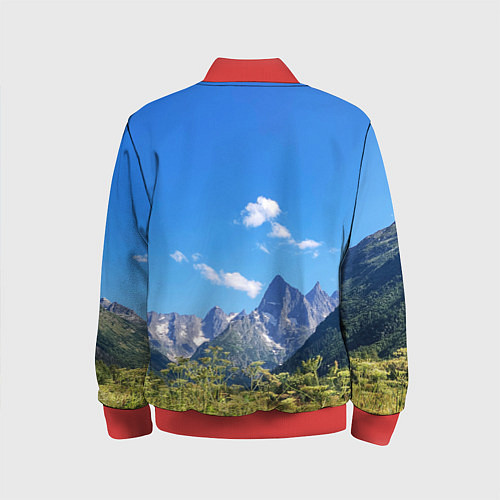 Детский бомбер Перечень гор России / 3D-Красный – фото 2