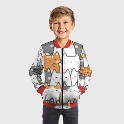 Бомбер детский Семья котиков, цвет: 3D-красный — фото 2