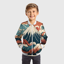 Бомбер детский Ретро Фудзияма, цвет: 3D-белый — фото 2