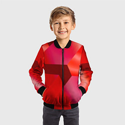 Бомбер детский Красная геометрия, цвет: 3D-черный — фото 2