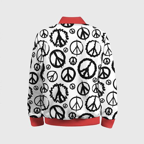 Детский бомбер Many peace logo / 3D-Красный – фото 2