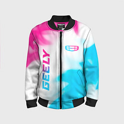 Бомбер детский Geely neon gradient style: надпись, символ, цвет: 3D-черный