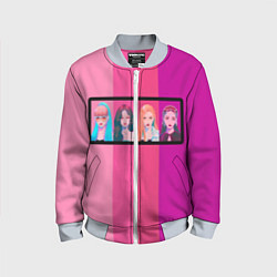 Бомбер детский Группа Black pink на фоне оттенков розового, цвет: 3D-серый