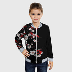 Бомбер детский Белая и красная сакура - цветение, цвет: 3D-серый — фото 2