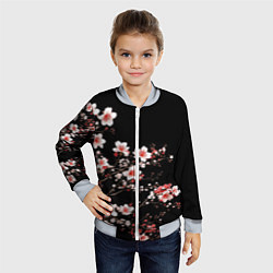Бомбер детский Цветущая сакура - белые и красные, цвет: 3D-серый — фото 2