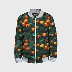 Бомбер детский Яркие апельсины, цвет: 3D-серый