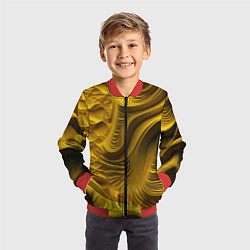 Бомбер детский Объемная желтая текстура, цвет: 3D-красный — фото 2
