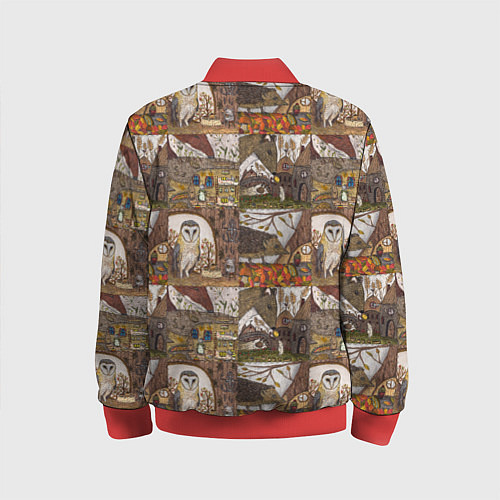 Детский бомбер Рисунки коллаж / 3D-Красный – фото 2