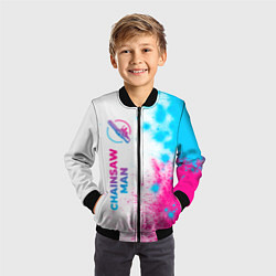 Бомбер детский Chainsaw Man neon gradient style: по-вертикали, цвет: 3D-черный — фото 2