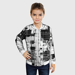 Бомбер детский Кибер Сетка гранж, цвет: 3D-белый — фото 2